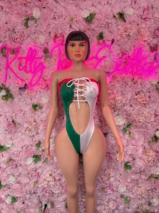 Mexican Flag Bodysuit Set | One-Piece Swimsuit | Festival Outfit | Mexican Bikini | Country Flag Swimwear | Beachwear | Carnival