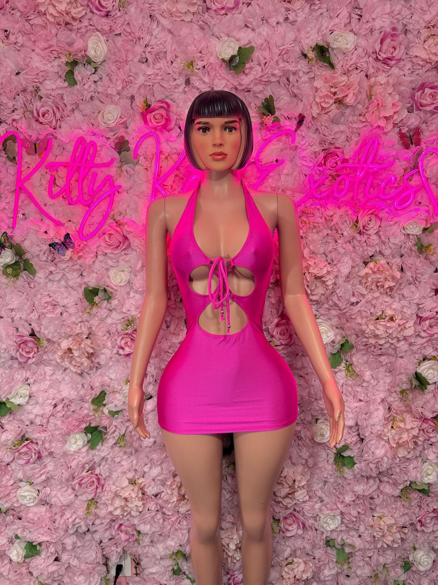 Exotic Dancewear Pink Dress  Sexy Party Outfit, Clubwear, or Night Out Fashion | Shiny and Bold Statement Look Women's Clothing