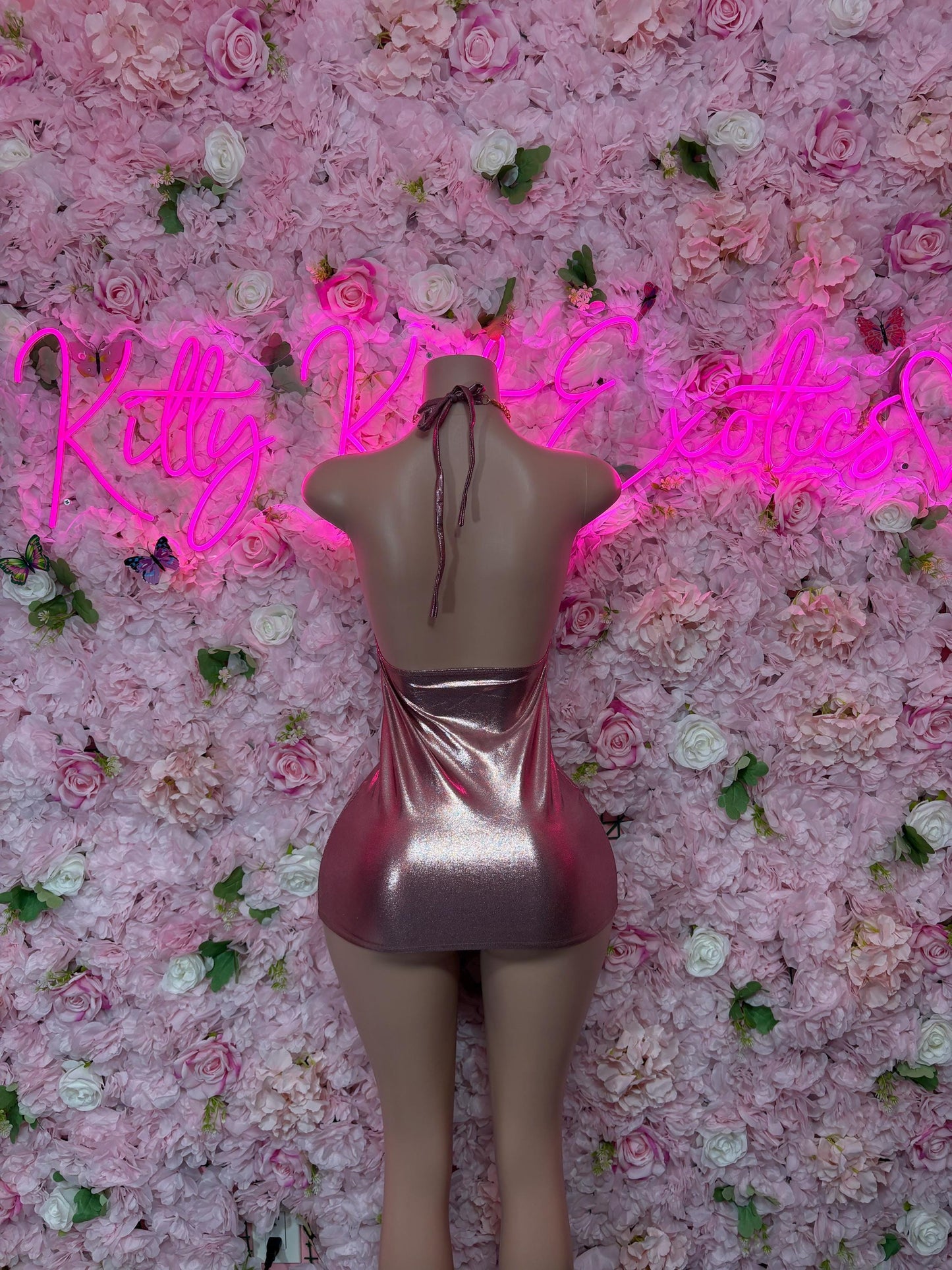 Exotic Dancewear Rose Gold Dress  Sexy Party Outfit, Clubwear, or Night Out Fashion | Shiny and Bold Statement Look Women's Clothing