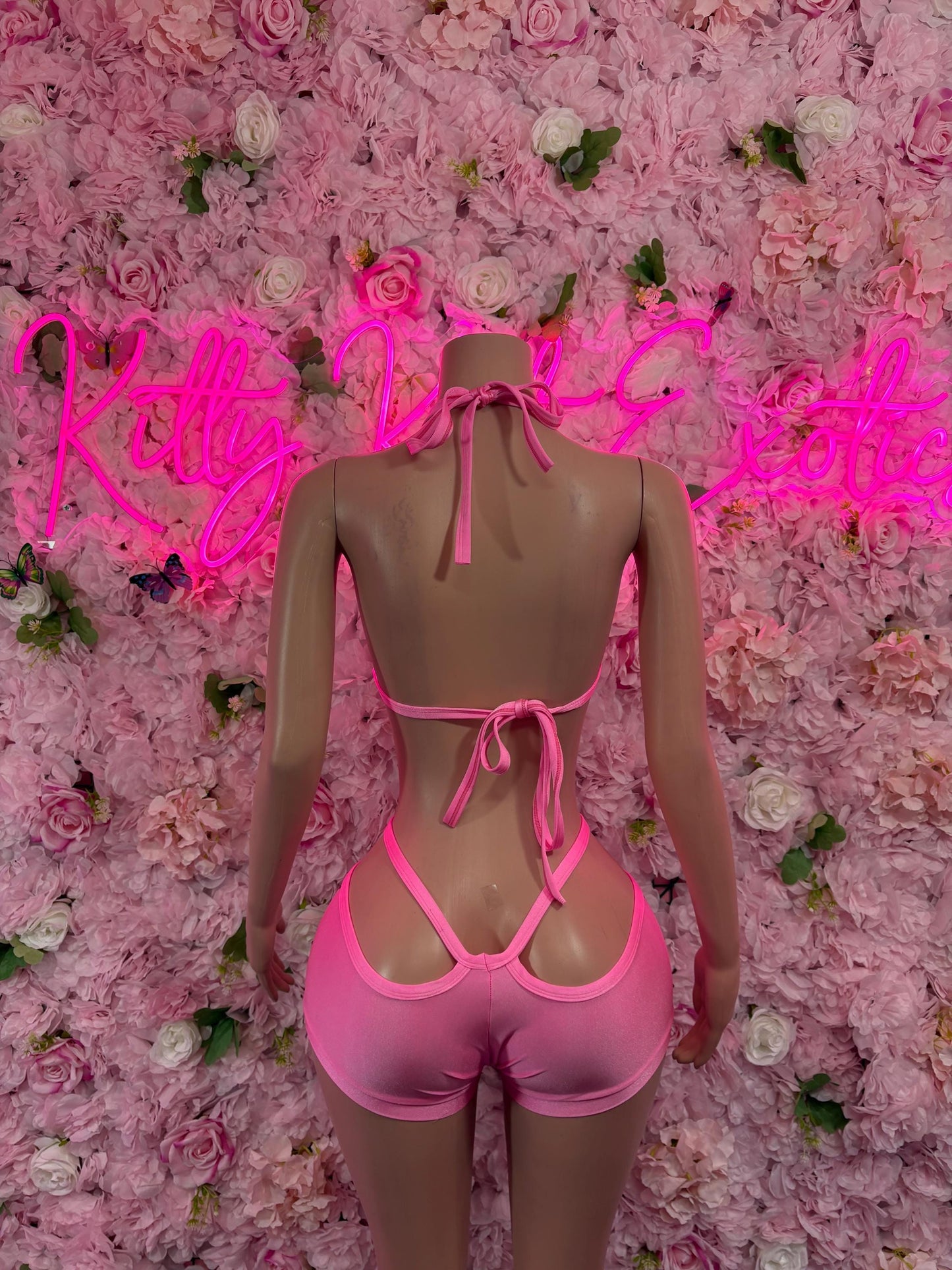 Rave Outfit Two Pice Set Pink Crop Top | Festival Outfit | Sexy Dancewear | Exotic Clubwear | Bottle Girl Outfit