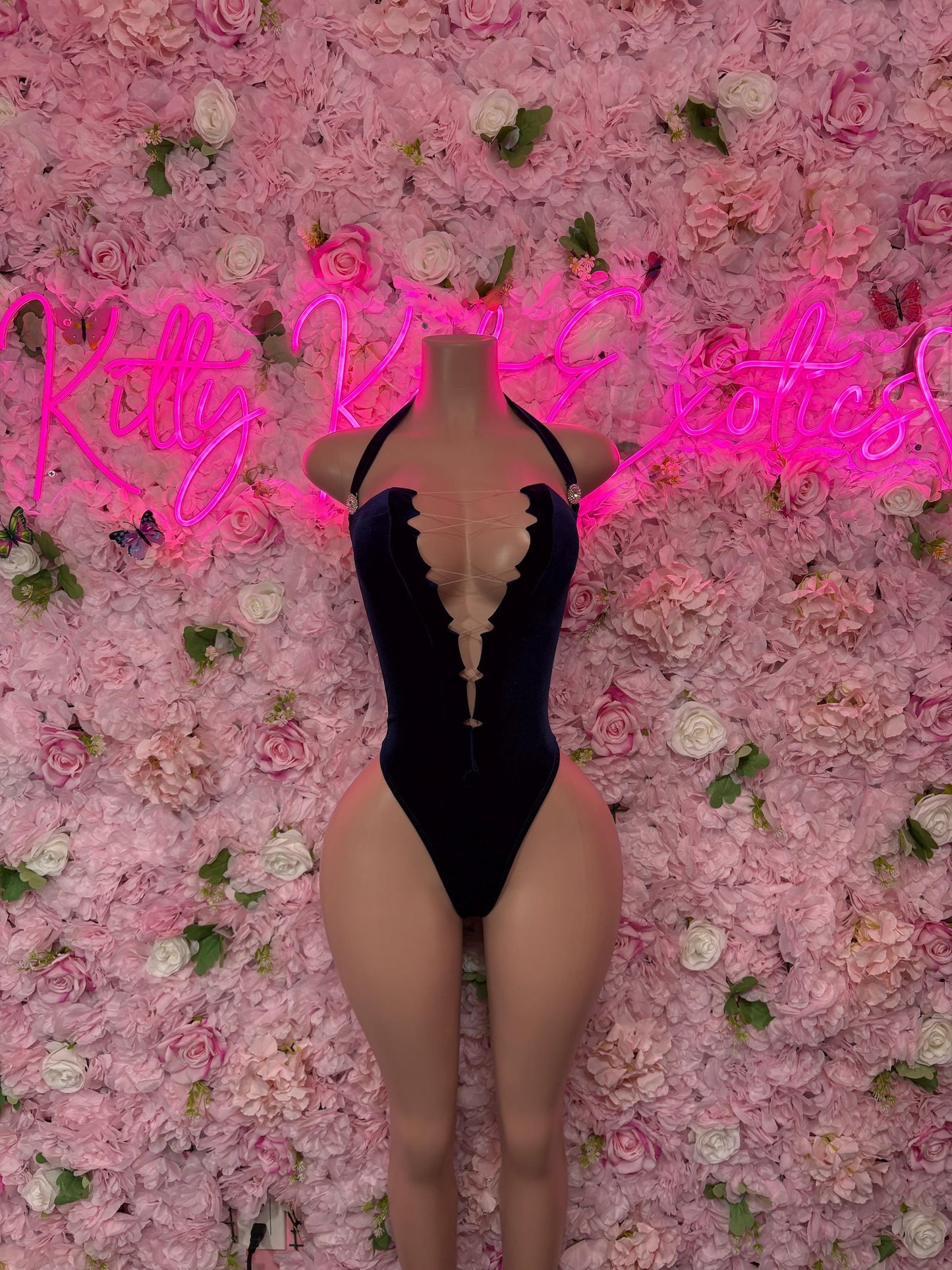 Exotic Dancewear  One -Piece Blue Velvet Bodysuit  Festival & Rave Wear, Dancewear for Women