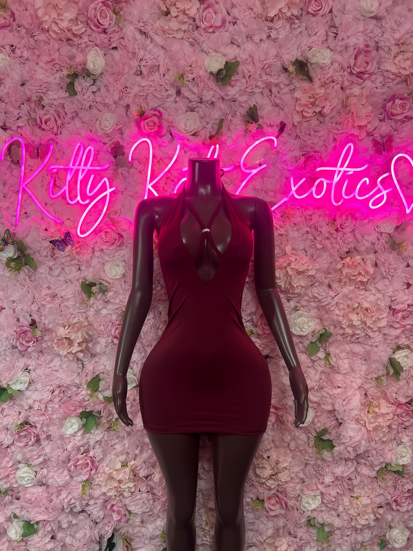 Burgundy Mini Dress  Ravewear - Sexy Festival Outfit, Clubwear, Performance Costume, EDM Party Wear