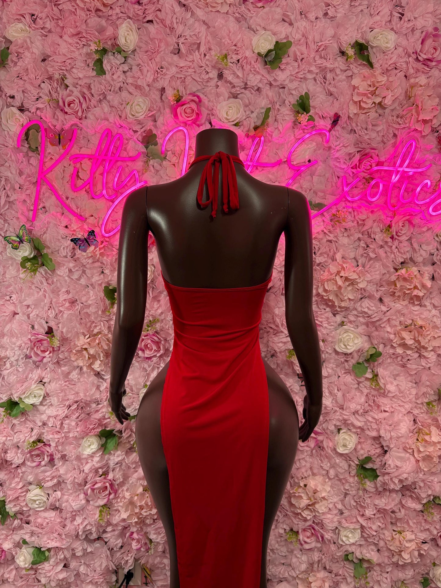 Exotic Dancewear - Red Gown -  Ravewear - Sexy Festival Outfit, Clubwear, Performance Costume, EDM Party Wear