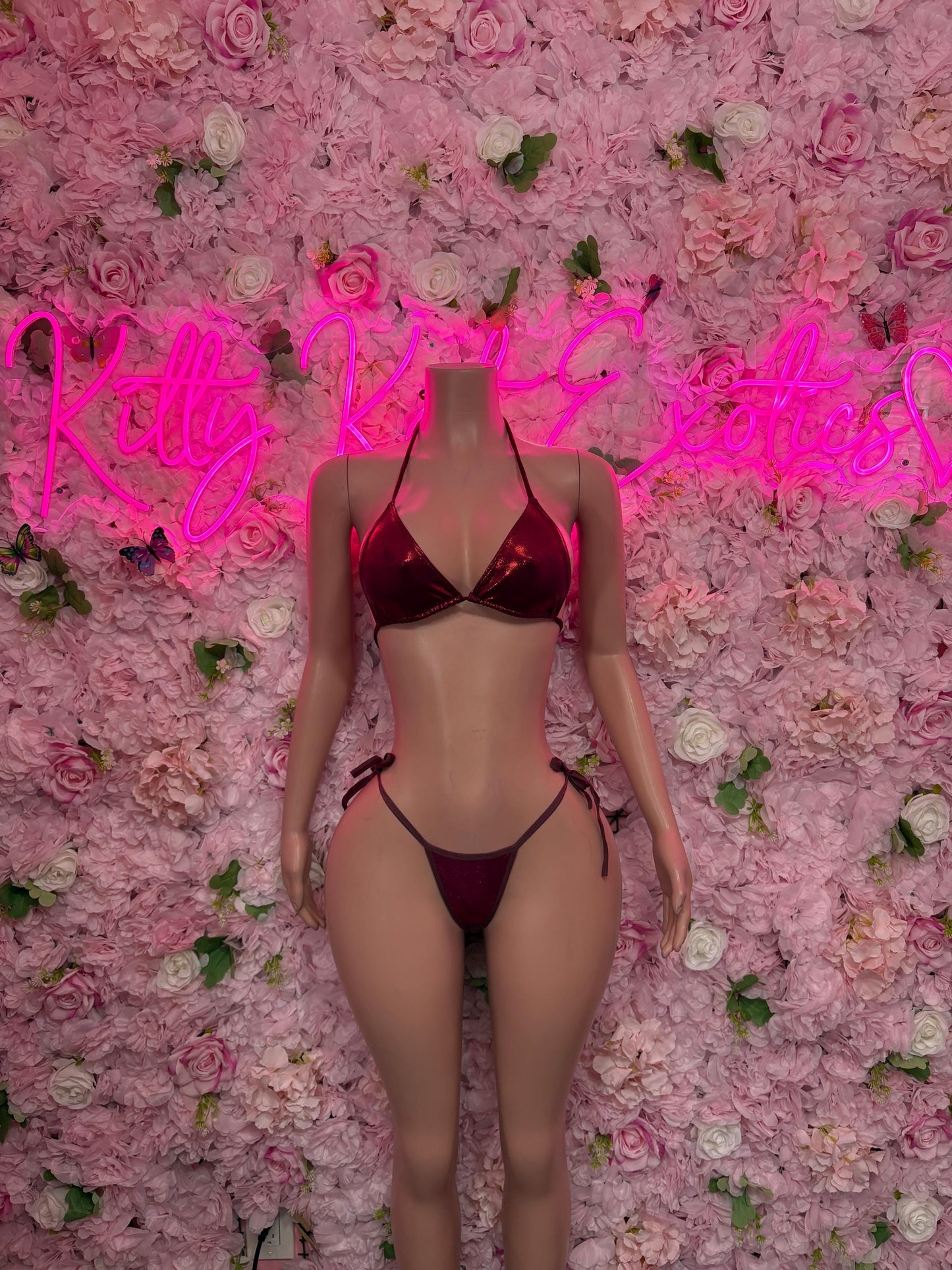 Summer Bikini Swimwear Two-Piece Burgundy Metallic Bikini  Cute Swimsuit Set for Beach, Pool, or Vacation | Exotic Dancewear Festival wear