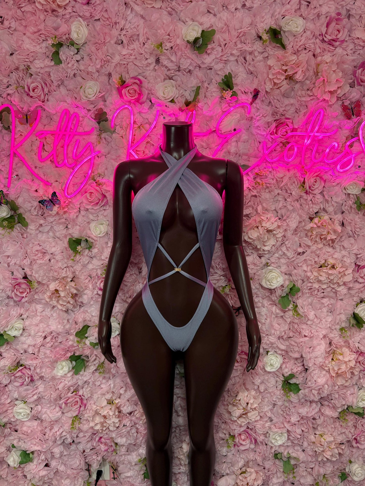 Rave Outfit  One-Piece Grey Bodysuit - Festival Outfit, EDM Party Costume, Glitter Dancewear, Boho Clubwear