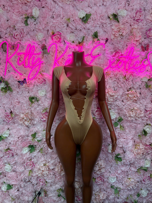 Exotic Dancewear One Piece Nude Bodysuit  -  Rave Oufit, Bartender Sexy for Performers, Events