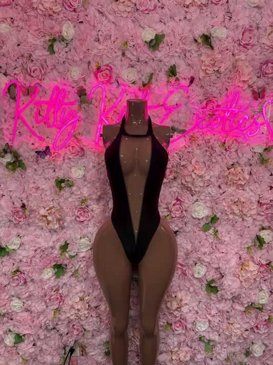 Bottlegirl Black One Piece Bodysuit - Sexy Performance Costume, Latin Sultry, Bold Dance Outfit, Womens Party Outfit