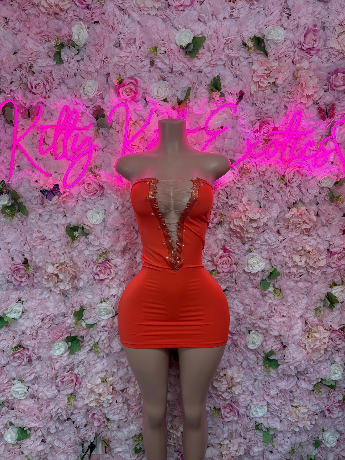 Ravewear Orange Exotic Dancewear Dress - Sexy Latin Dance Costume, Sultry Clubwear Gown, Bold Performance Outfit, Trendy Party Dress