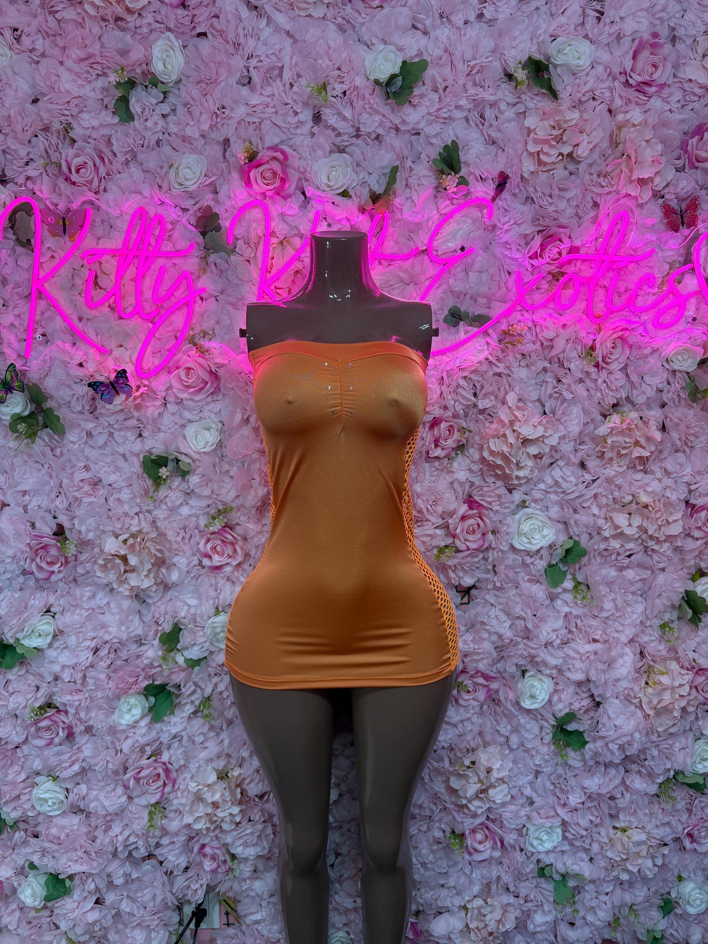 Ravewear Orange Exotic Dancewear Dress - Sexy Latin Dance Costume, Sultry Clubwear Gown, Bold Performance Outfit, Trendy Party Dress