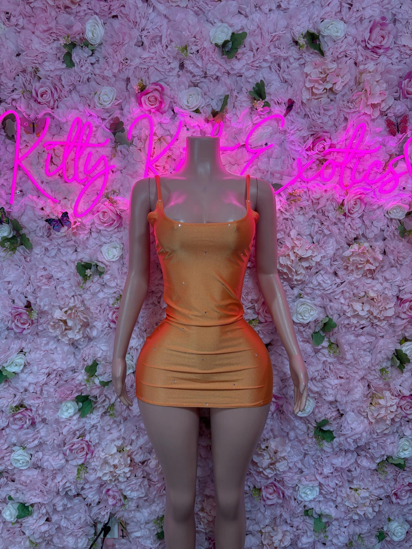 Ravewear Orange Exotic Dancewear Dress - Sexy Latin Dance Costume, Sultry Clubwear Gown, Bold Performance Outfit, Trendy Party Dress