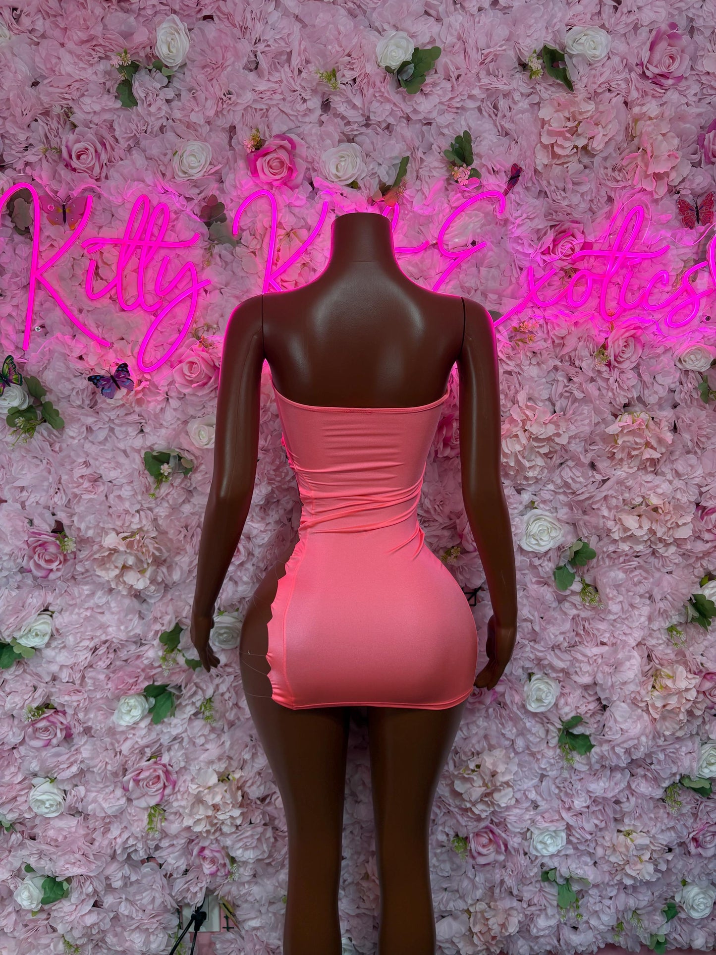 Ravewear Pink Exotic Dancewear Dress - Sexy Latin Dance Costume, Sultry Clubwear Gown, Bold Performance Outfit, Party Dress