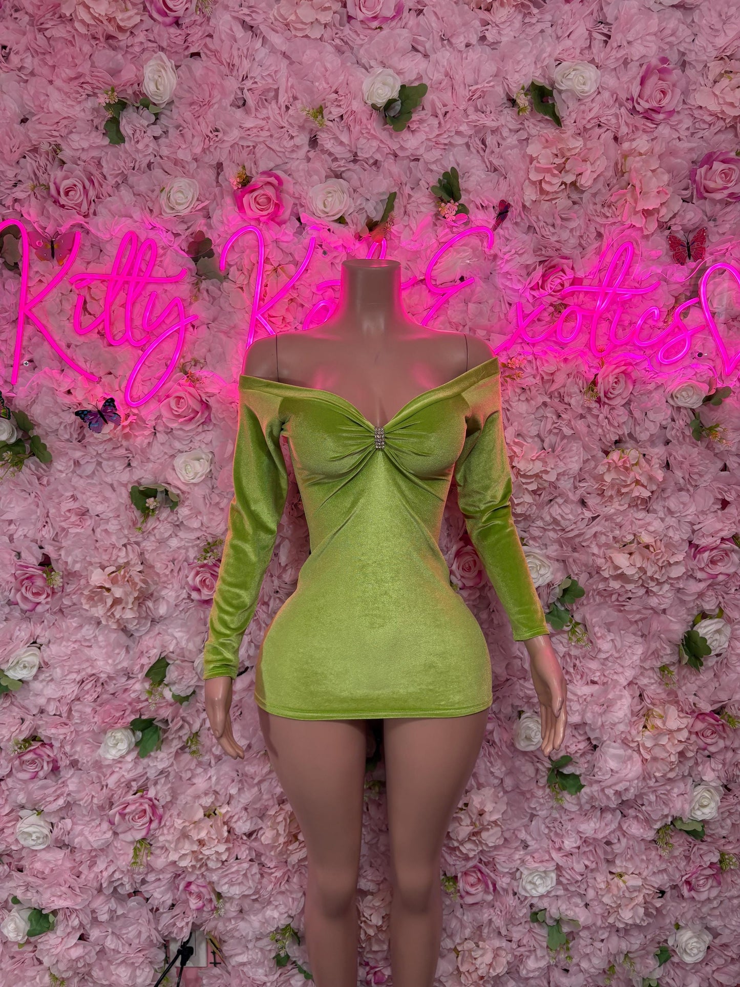 Exotic Dancewear Dress Green -  Sexy Dance Costume, Sultry Clubwear Gown, Bold Performance Outfit, Party Dress