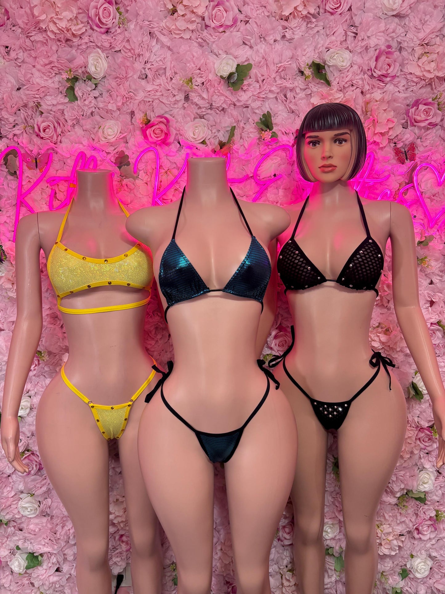 Rave Outfit Two-Piece Yellow Rhinestone Gstring  Bikini  Cute Swimsuit Set for Beach, Pool, or Vacation | Exotic Dancewear Festival wear