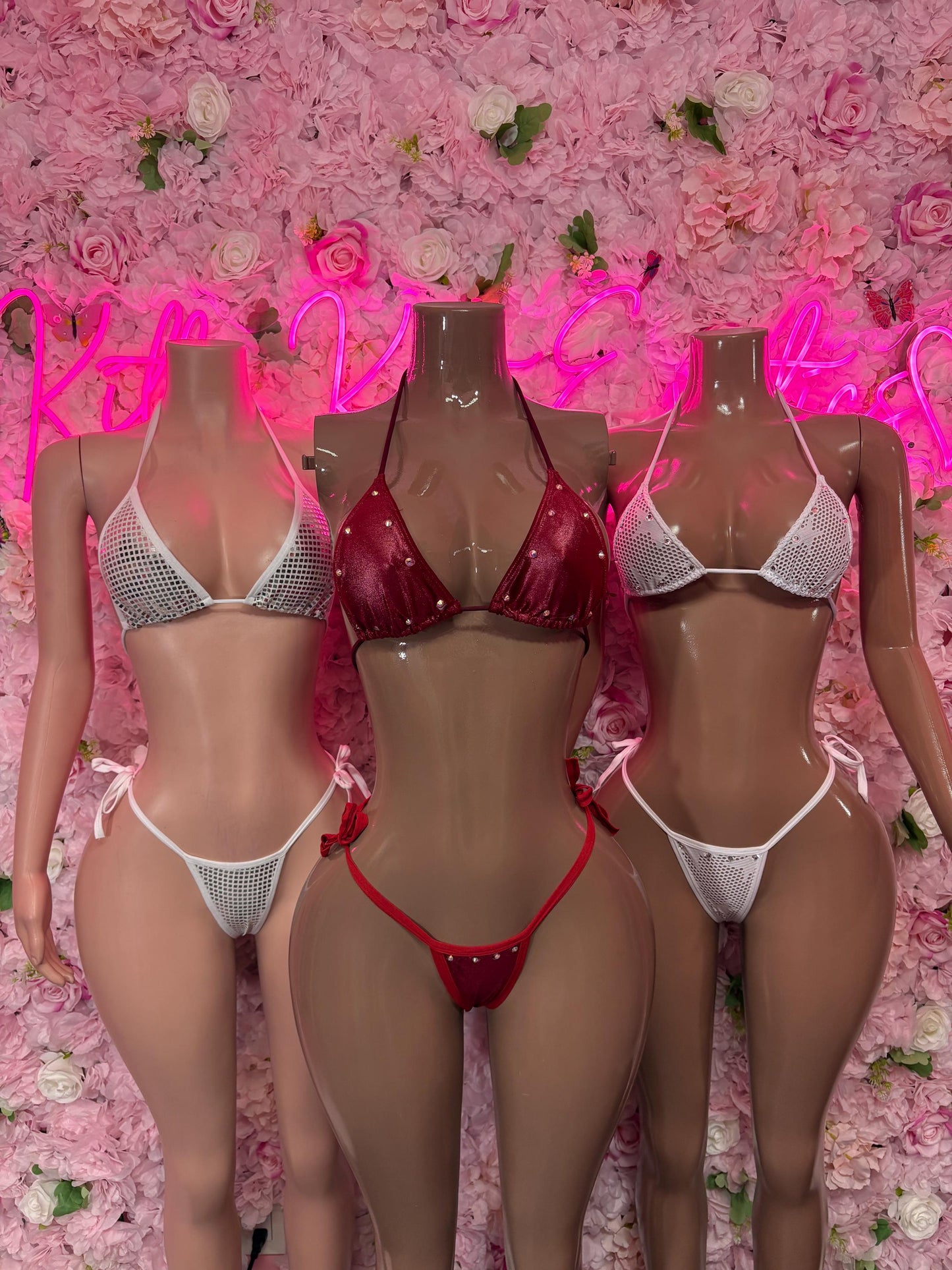 Summer Bikini Two-Piece Red Metallic Gstring  Bikini  Cute Swimsuit Set for Beach, Pool, or Vacation | Exotic Dancewear Festival wear