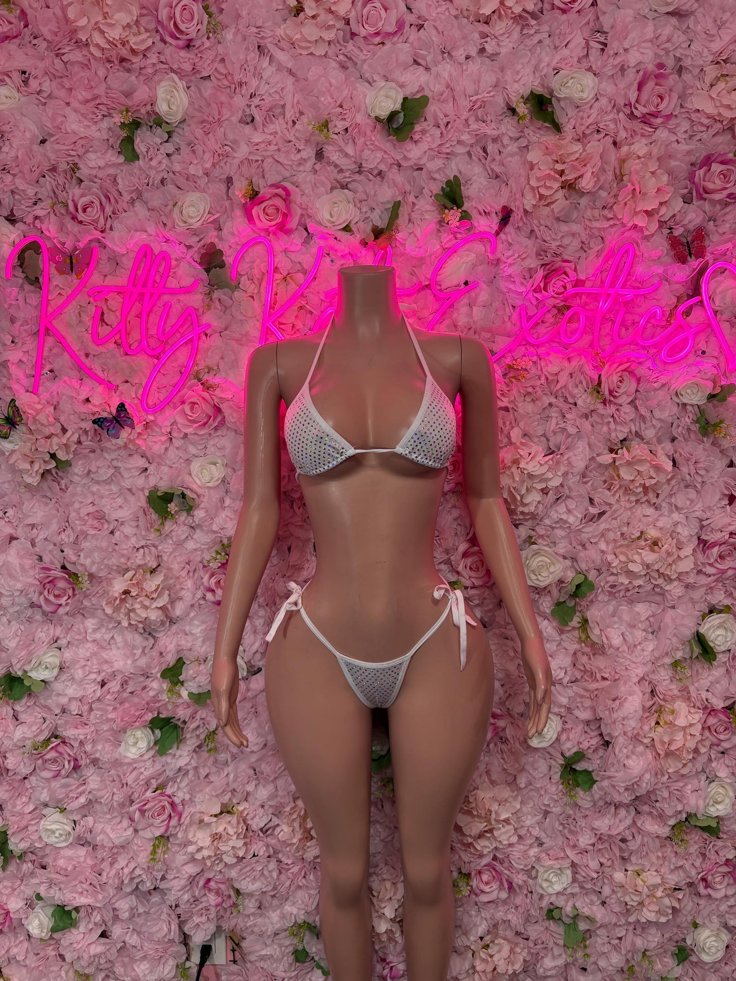 Summer Bikini Two-Piece White Metallic Gstring  Bikini  Cute Swimsuit Set for Beach, Pool, or Vacation | Exotic Dancewear Festival wear