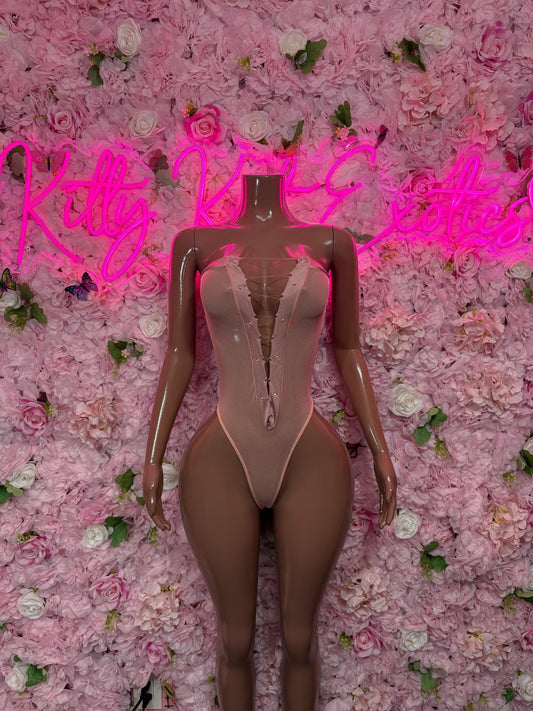 Rave Outfit One Piece Bodysuit Pink  - Sexy Performance Costume, Latin Sultry, Bold Dance Outfit, Womens Party Outfit