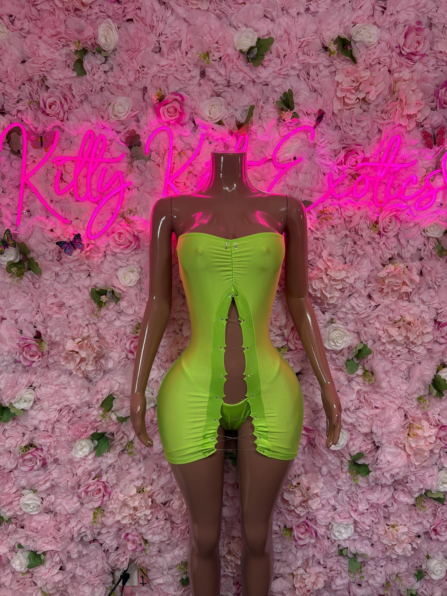 Summer Neon Dress  - Exotic Dancewear  Elegant and Sexy Evening Dress for Performers, Events, or Special Occasions Women's Clothing