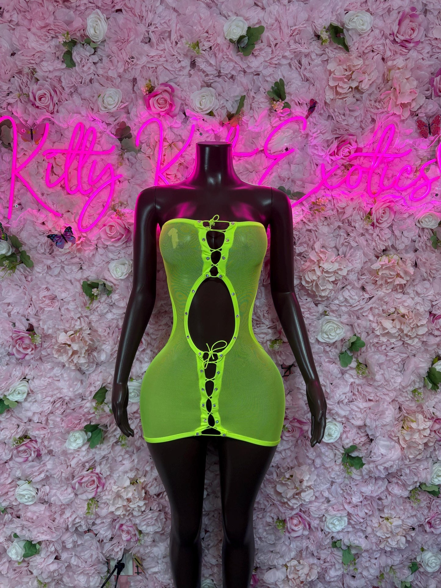 Ravewear Neon Dress Mesh   - Exotic Dancewear  Elegant and Sexy Evening Dress for Performers, Events, or Special Occasions Women's Clothing