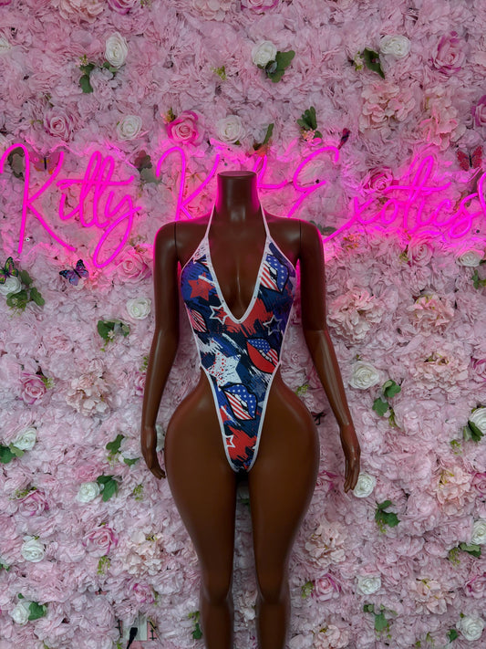 USA Memorial Day One Piece Bidysuit Patriotic Swimsuit for Beach, Pool Parties, or Summer Fun | Stylish and Comfortable Swimwear