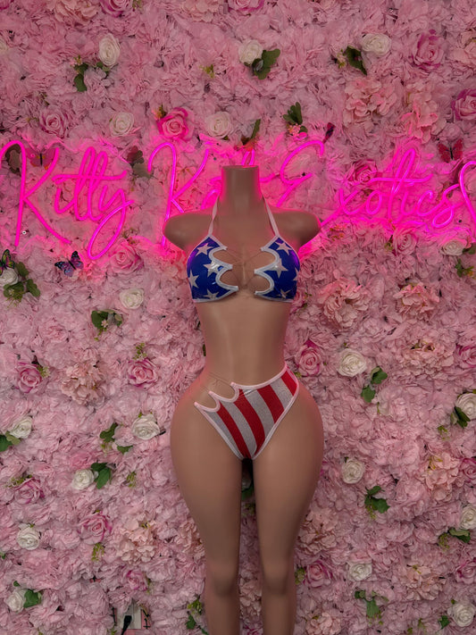 USA Flag Two - Piece Bikini  Patriotic Swimsuit for Beach, Pool Parties, or Summer Fun | Stylish and Comfortable Swimwear