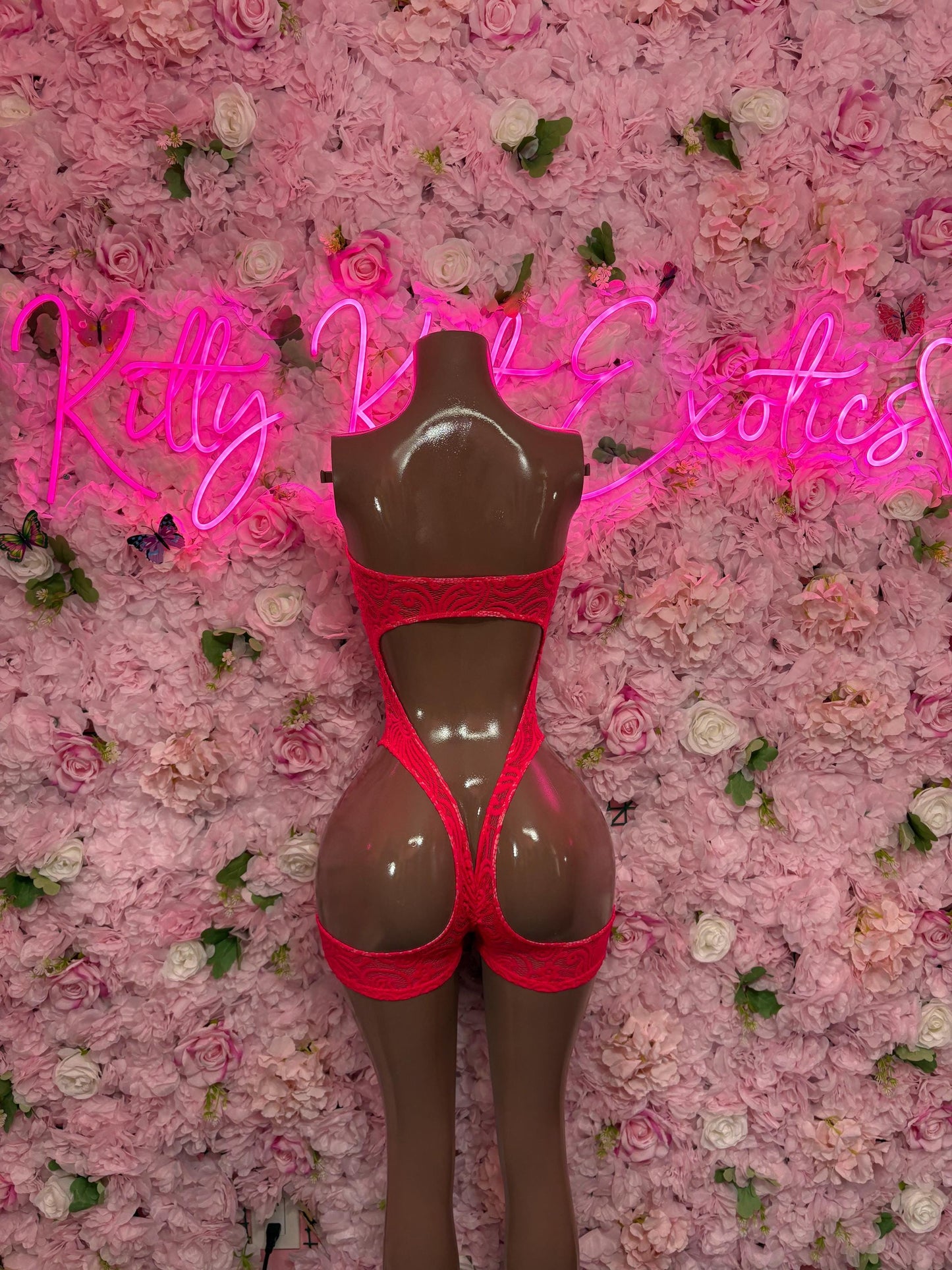 Bottlegirl One-Piece Coral Lace  Bodysuit  Exotic Dancewear for Performers, Raves, or Night Out | Bottle girl Outfits