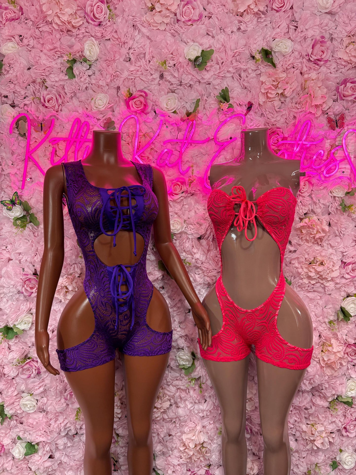 Bottlegirl One-Piece Purple Lace  Bodysuit  Exotic Dancewear for Performers, Raves, or Night Out | Bottle girl Outfits