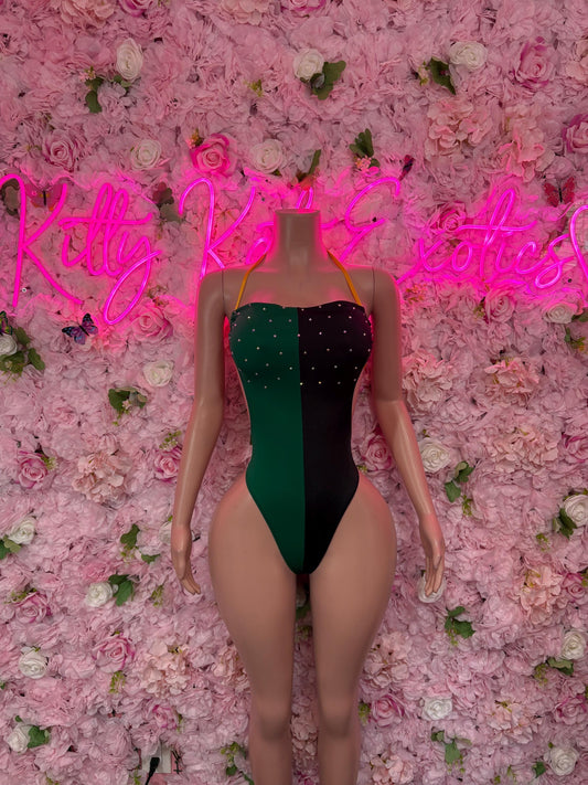 Jamaica Flag Bodysuit Set | One-Piece Swimsuit | Festival Outfit | Jamaica Bikini | Country Flag Swimwear | Beachwear | Carnival Outfit