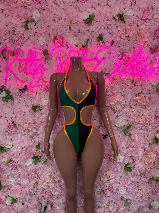 Jamaica Flag Bodysuit Set | One-Piece Swimsuit | Festival Outfit | Jamaica Bikini | Country Flag Swimwear | Beachwear | Carnival Outfit