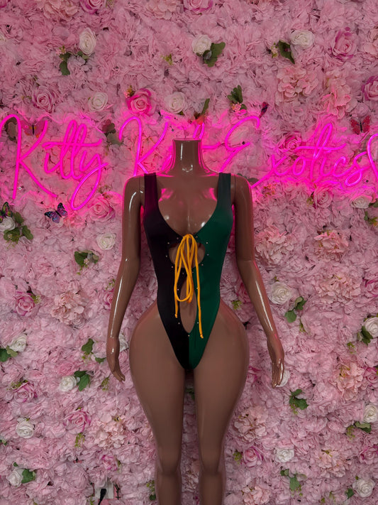 Jamaica Flag Bodysuit Set | One-Piece Swimsuit | Festival Outfit | Jamaica Bikini | Country Flag Swimwear | Beachwear | Carnival Outfit