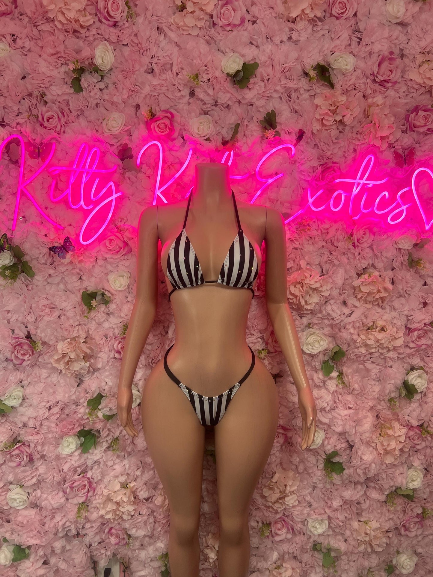 Bottlegirl Referee Costume Set - Two-Piece Sports Bikini for Halloween, Game Day, Clubwear, Sports Bar,  Roleplay & Festivals