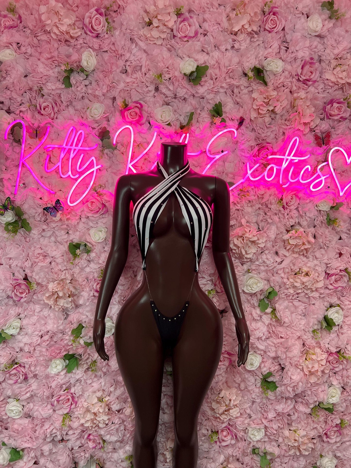 Bottlegirl Referee Costume Set - Two-Piece Sports Bikini for Halloween, Game Day, Clubwear, Sports Bar,  Roleplay & Festivals