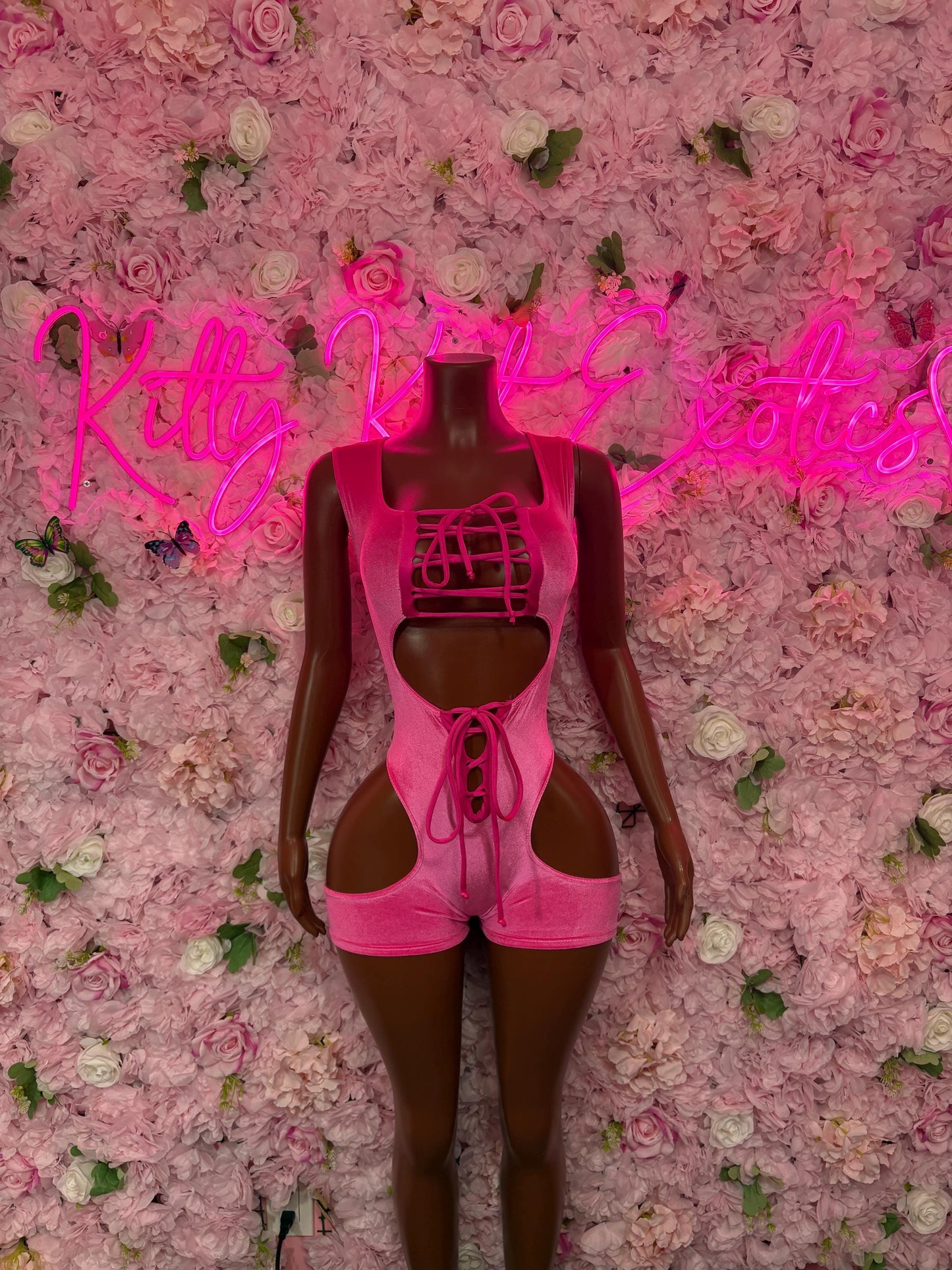 Bottlegirl One Piece Bodysuit Pink Velvet  - Sexy Performance Costume, Exotic Dancewear, Bold Dance Outfit, Womens Party Outfit