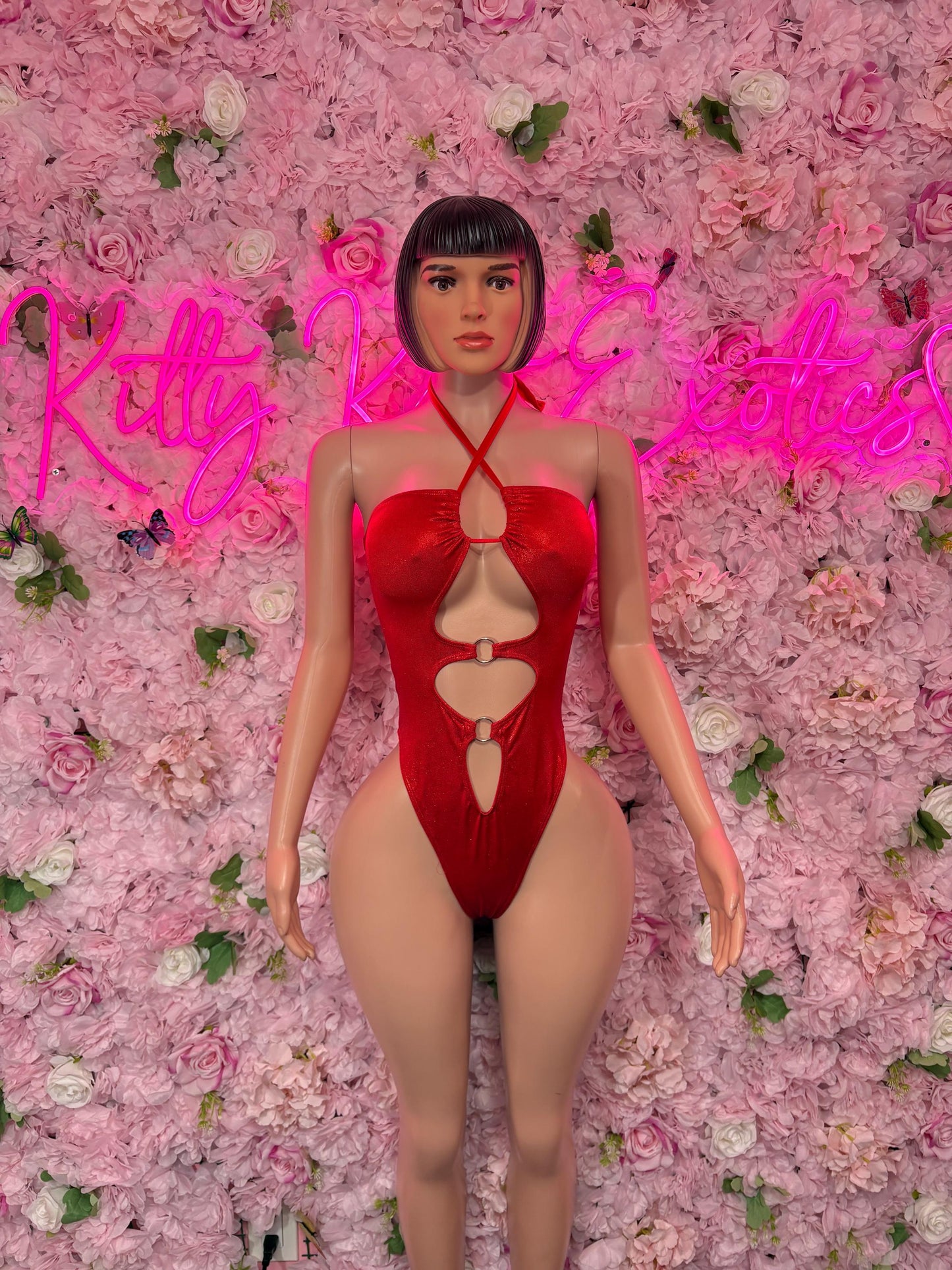 Rave Outfit - One Piece Bodysuit Red  - Sexy Performance Costume, Exotic Dancewear, Bold Dance Outfit, Womens Party Outfit