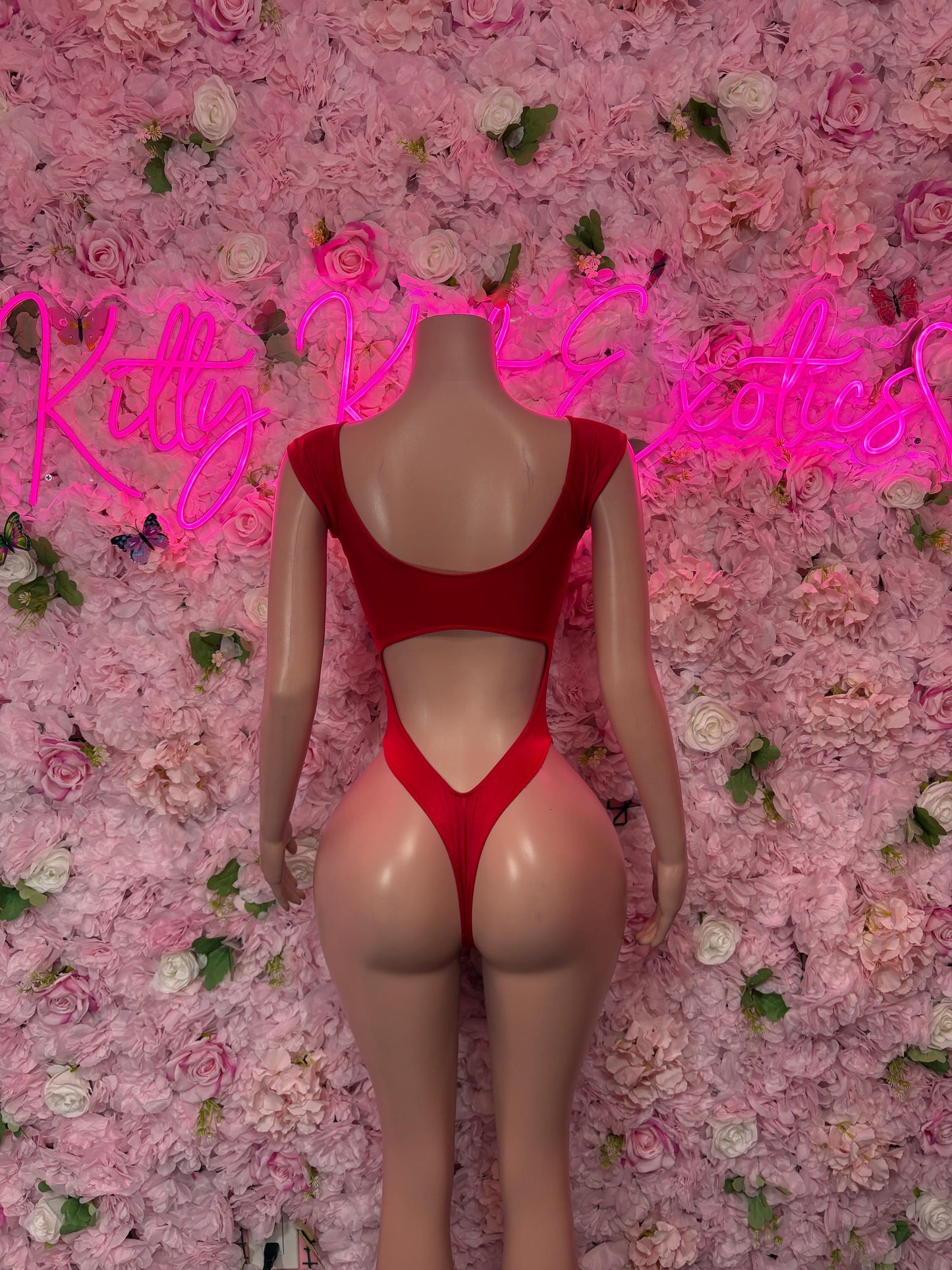 Rave Outfit - One Piece Bodysuit Red  - Sexy Performance Costume, Exotic Dancewear, Bold Dance Outfit, Womens Party Outfit