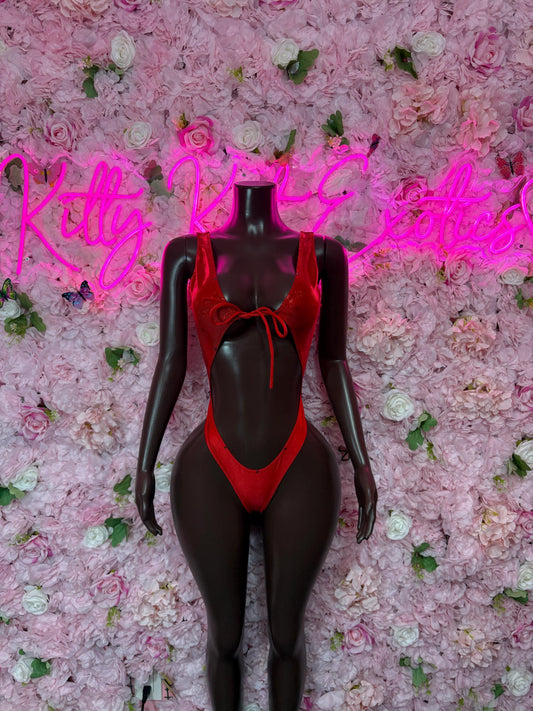 Rave Outfit - One Piece Bodysuit Red  - Sexy Performance Costume, Exotic Dancewear, Bold Dance Outfit, Womens Party Outfit