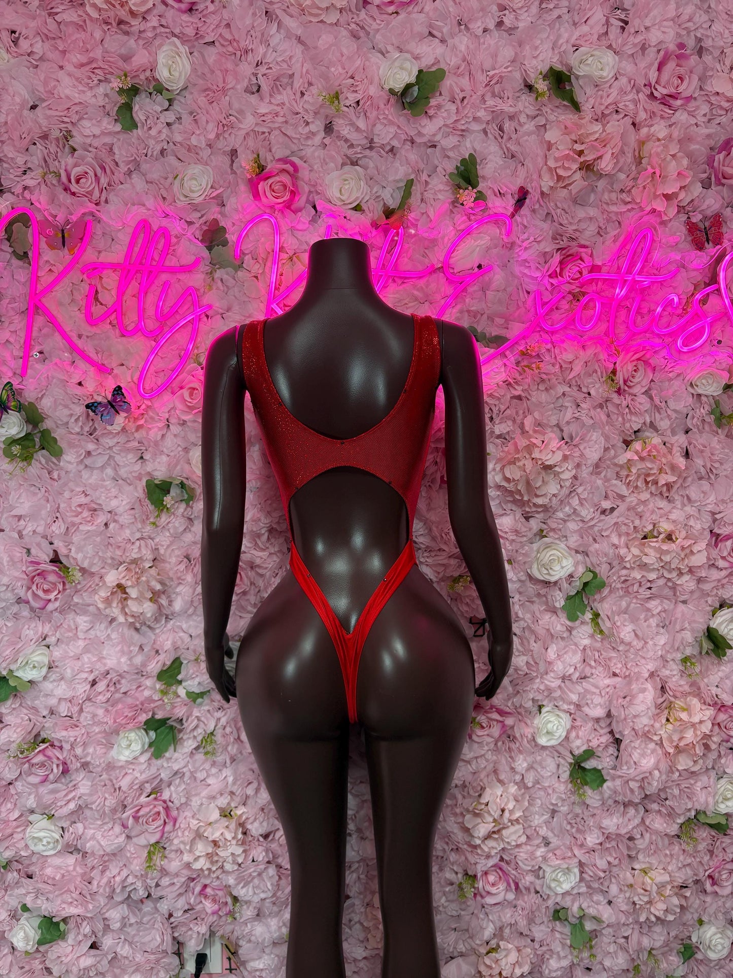 Rave Outfit - One Piece Bodysuit Red  - Sexy Performance Costume, Exotic Dancewear, Bold Dance Outfit, Womens Party Outfit