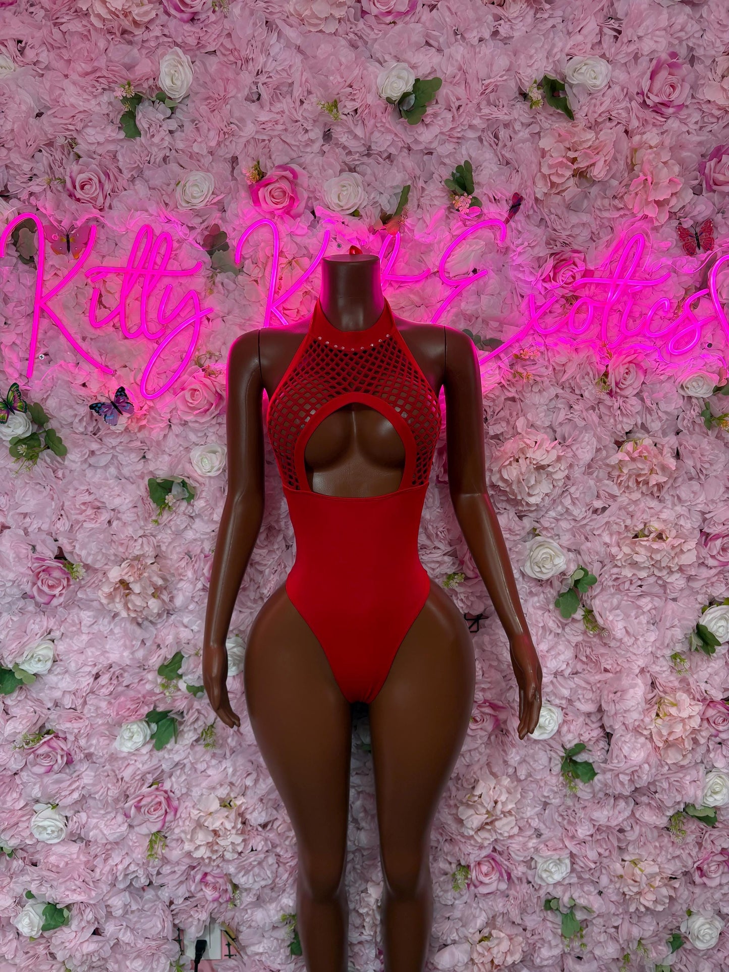 Ravewear - One Piece Bodysuit Red  - Sexy Performance Costume, Exotic Dancewear, Bold Dance Outfit, Womens Party Outfit