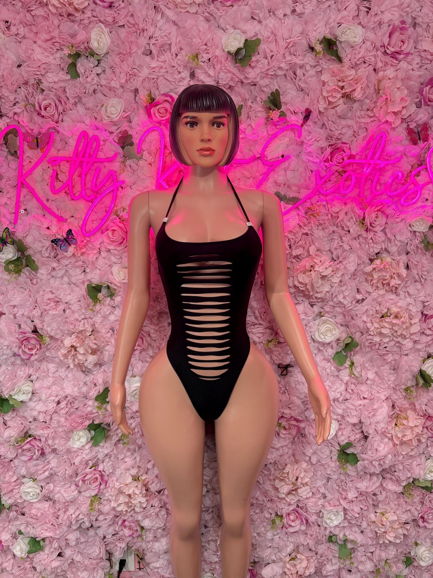 Ravewear - One Piece Bodysuit Black  - Sexy Performance Costume, Exotic Dancewear, Bold Dance Outfit, Womens Party Outfit