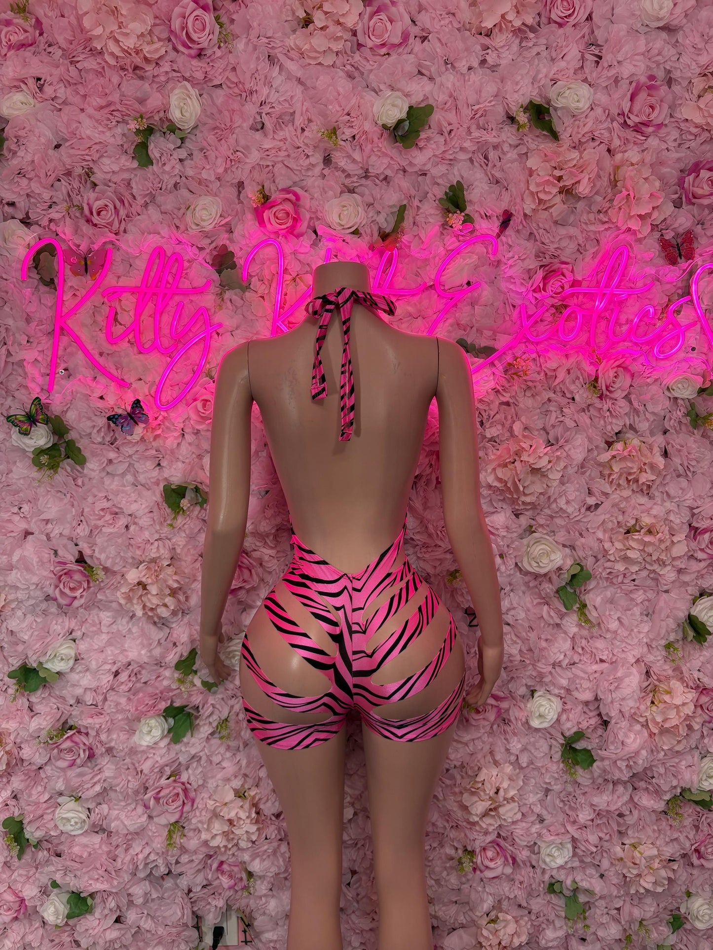 Exotic Dancewear Bodysuit Pink Zebra  Sexy Outfit for Parties, Clubwear, or Festivals | Trendy and Eye-Catching Fashion