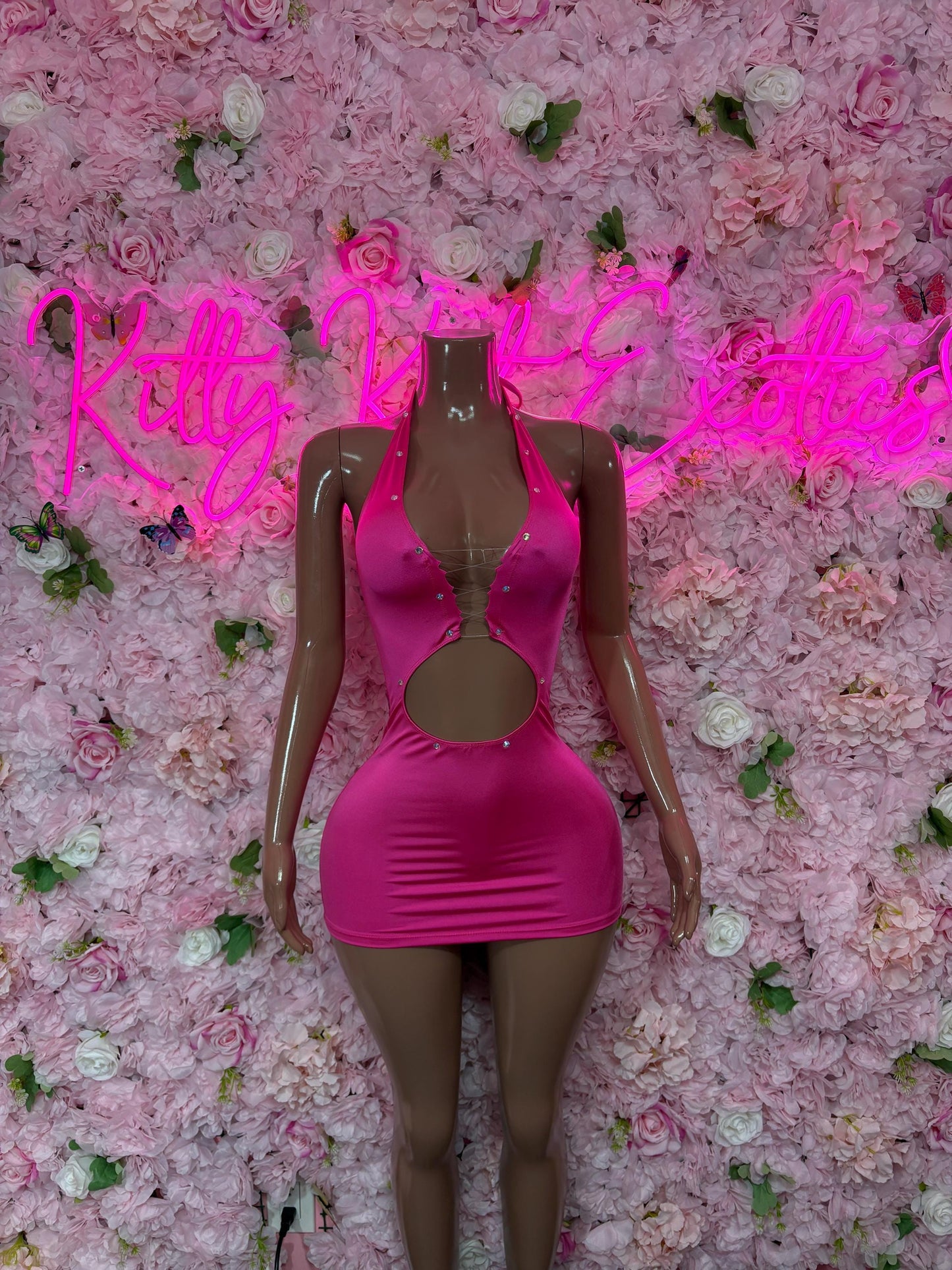 Summer Exotic Dancewear Pink Dress  Sexy Party Outfit, Clubwear, or Night Out Fashion | Shiny and Bold Statement Look Women's Clothing