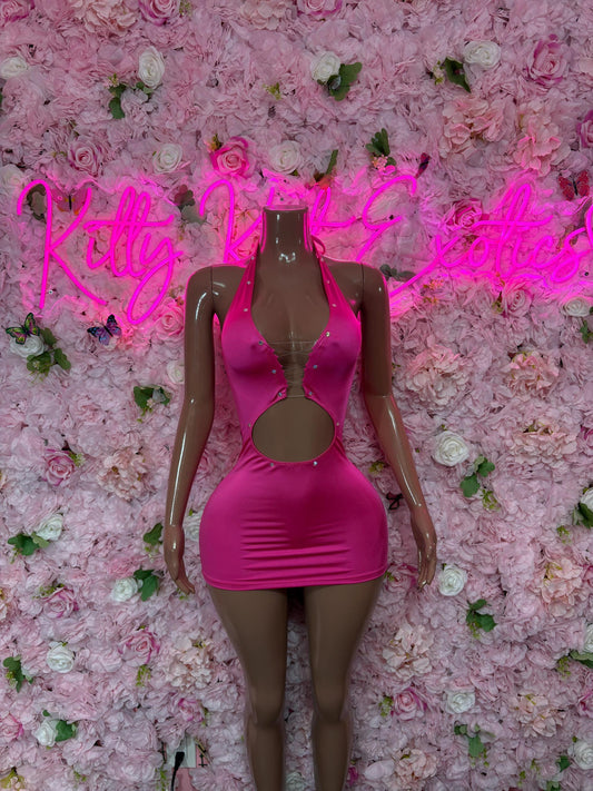 Summer Exotic Dancewear Pink Dress  Sexy Party Outfit, Clubwear, or Night Out Fashion | Shiny and Bold Statement Look Women's Clothing