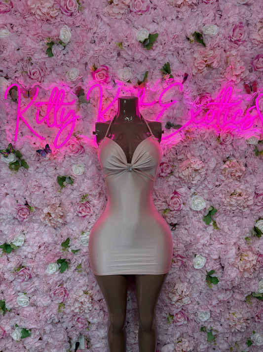 Exotic Dancewear Nude Dress  Sexy Party Outfit, Clubwear, or Night Out Fashion | Shiny and Bold Statement Look Women's Clothing