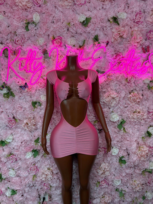 Exotic Dancewear Pink Dress  Sexy Party Outfit, Clubwear, or Night Out Fashion | Shiny and Bold Statement Look Women's Clothing