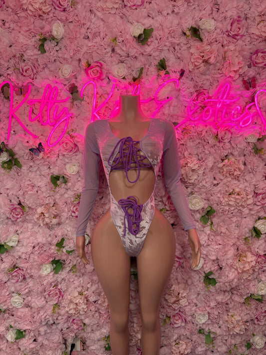 Bottlegirl One Piece Bodysuit Purple  - Sexy Performance Costume, Exotic Dancewear, Bold Dance Outfit, Womens Party Outfit