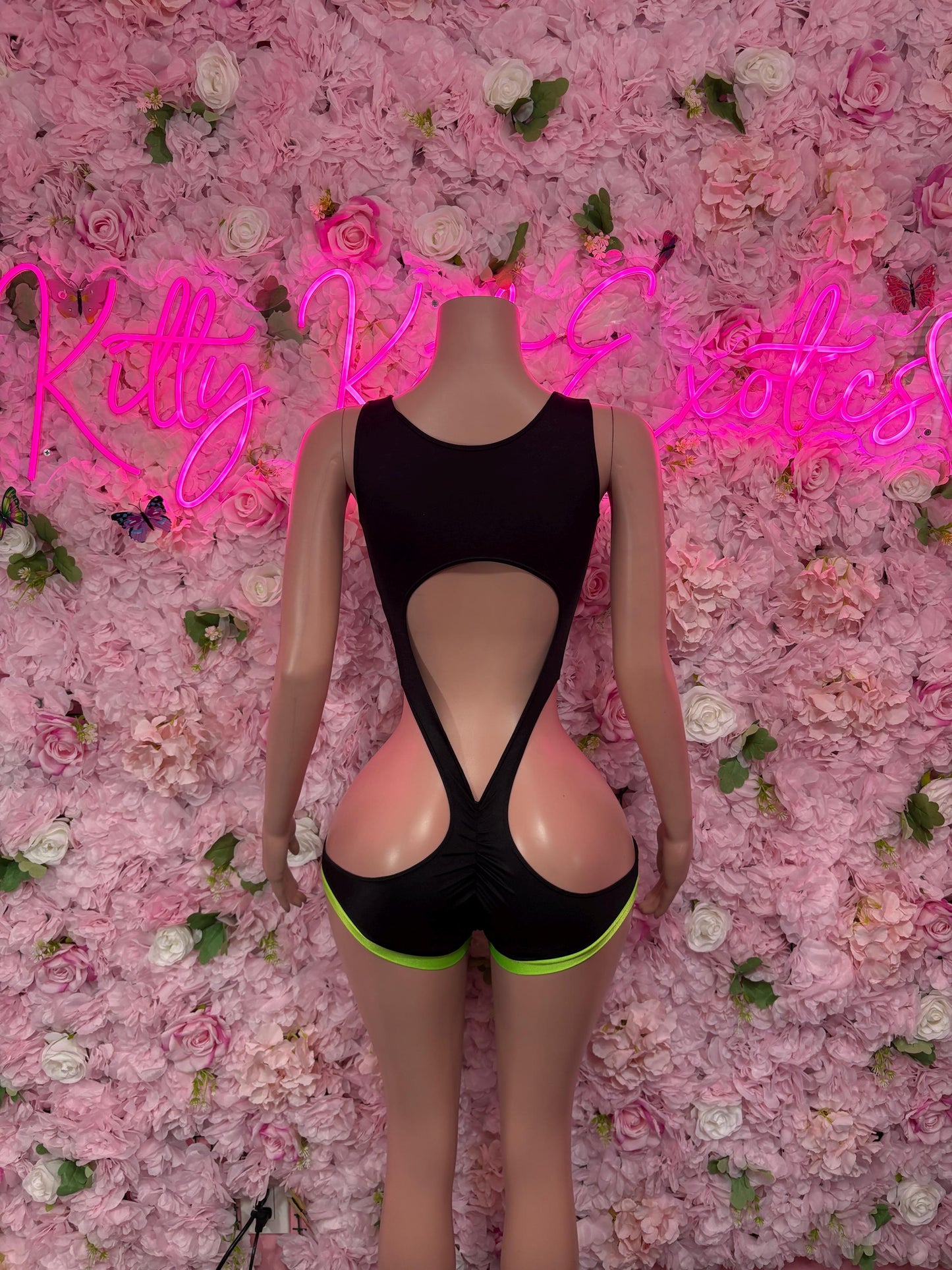 Ravewear  Bodysuit One-Piece Green and Black  Exotic Dancewear, Ravewear for Performers, Raves, or Night Out | Bottle girl Outfits