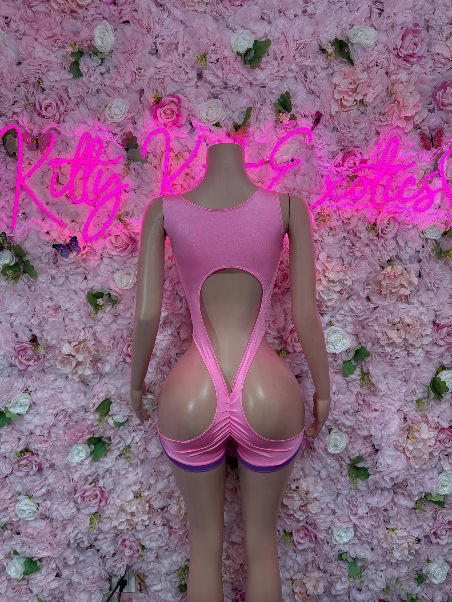 Ravewear  Bodysuit One-Piece Pink and Purple  Exotic Dancewear, Ravewear for Performers, Raves, or Night Out | Bottle girl Outfits