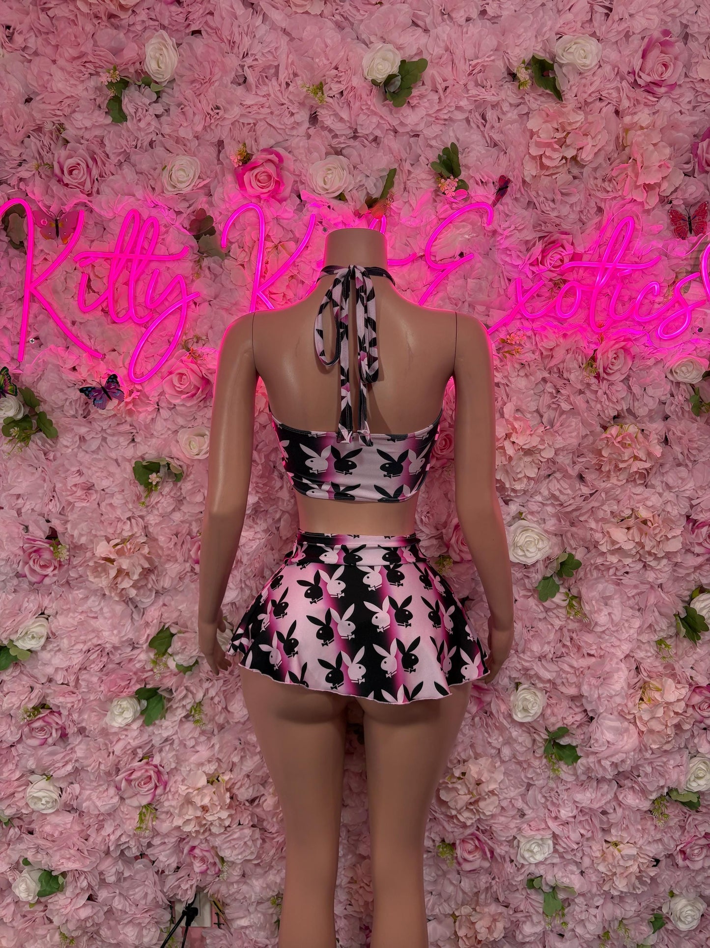 Rave Wear Two Piece Bunny Skirt Set, Rave Outfit for Performers, Raves, or Night Out | Bottle girl Outfits