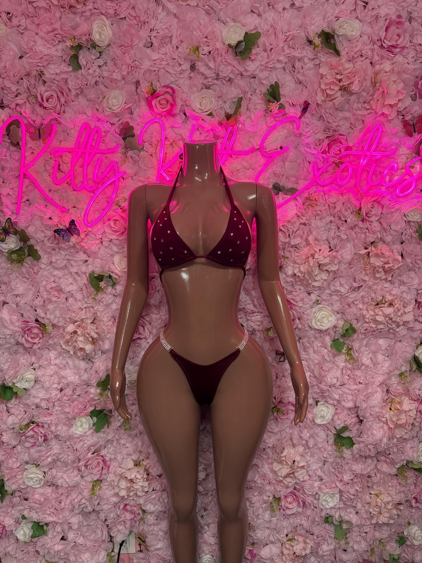 Summer Bikini Swimwear Two-Piece Burgundy Bikini  Cute Swimsuit Set for Beach, Pool, or Vacation | Exotic Dancewear Festival wear