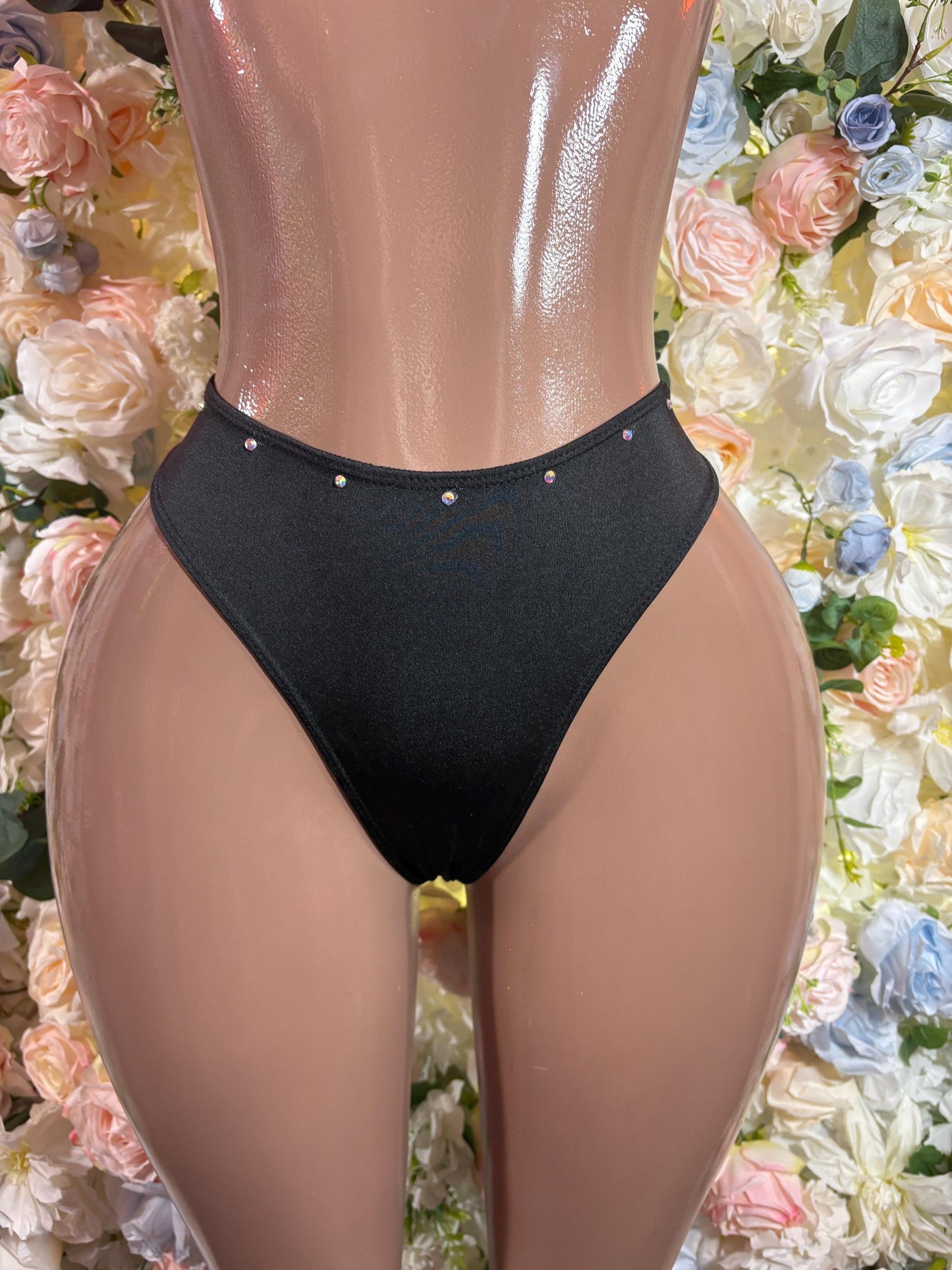 Bottlegirl Thong Black  Rhinestone Underwear - Womens Comfortable Stylish Lingerie, Exotic Dancewear, Everyday Intimate Underwear