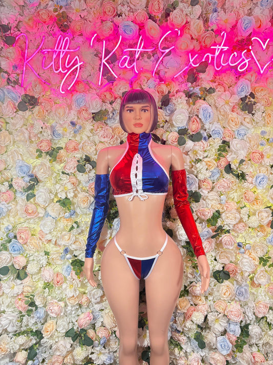 Harley Quinn Costume Two Piece Cosplay Outfit   Halloween, Comic Con, Rave Wear Festival Wear